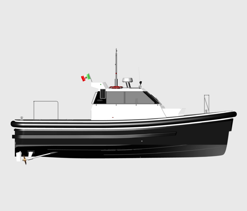 Lunghezza: mt. 10,80. Larghezza: mt. 3,50. Immersione: mt 0,90. Motorizzazione: n.02 motori da 200 hp fino a 2 motori da 450 hp. Velocità: a seconda della motorizzazione e del rapporto di riduzione circa 26 nodi